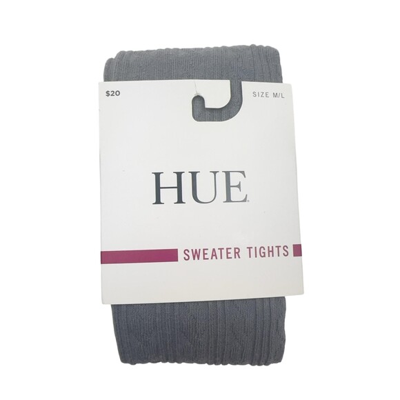 HUE Accessories - HUE Cable Sweater Leggings Womens M / L Gray Cable Cotton Blend